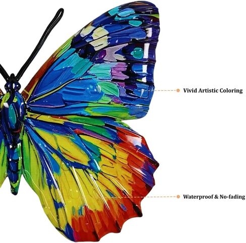 Moruska Large Metal Butterfly Garden Wall Decor, Outdoor Metal Wall Art Butterfly Ornaments for Garden Fence Patio Yard Porch, Exterior Indoor Wall Hangings in Saudi Arabia