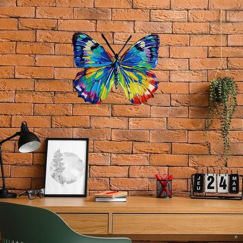 Moruska Large Metal Butterfly Garden Wall Decor, Outdoor Metal Wall Art Butterfly Ornaments for Garden Fence Patio Yard Porch, Exterior Indoor Wall Hangings in Saudi Arabia