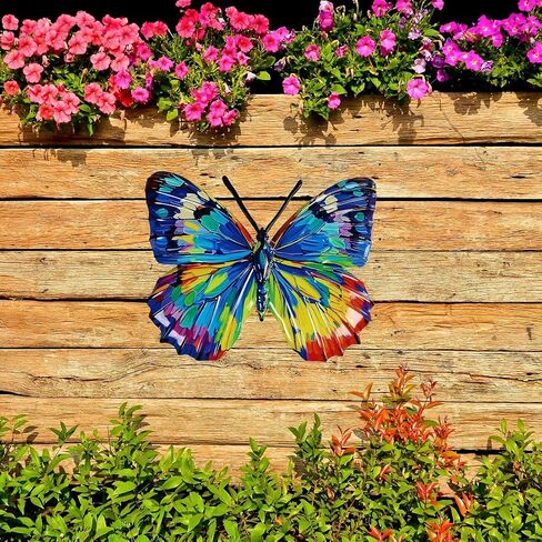 Moruska Large Metal Butterfly Garden Wall Decor, Outdoor Metal Wall Art Butterfly Ornaments for Garden Fence Patio Yard Porch, Exterior Indoor Wall Hangings in Saudi Arabia