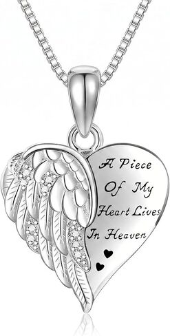 Guardian Angel Wings Necklace 18K White Gold Plated Memory Necklaces for Loss Loved Ones Memorial Jewelry for Women in Saudi Arabia