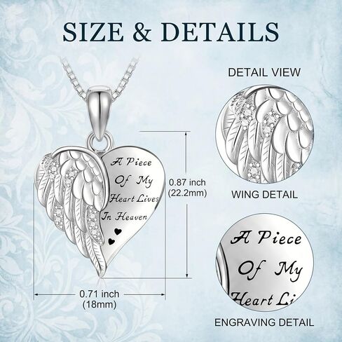 Guardian Angel Wings Necklace 18K White Gold Plated Memory Necklaces for Loss Loved Ones Memorial Jewelry for Women in Saudi Arabia