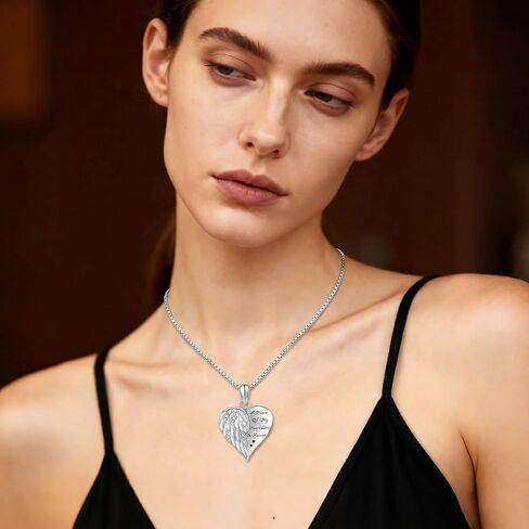 Guardian Angel Wings Necklace 18K White Gold Plated Memory Necklaces for Loss Loved Ones Memorial Jewelry for Women in Saudi Arabia