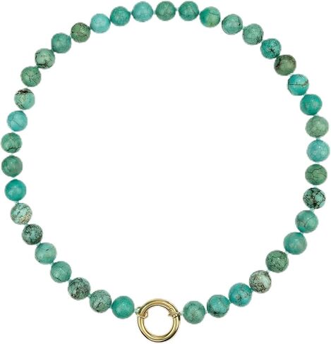 Turquoise Necklace, 10mm Round Stone Beaded Choker Necklaces for Women, Gold Plated Handmade Gemstone Necklace Jewelry in Saudi Arabia