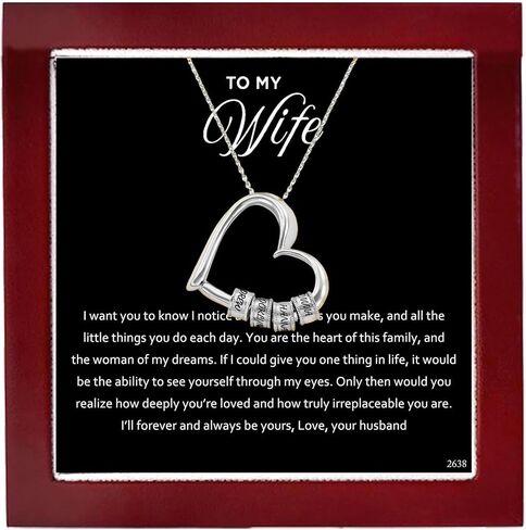 ziella Jewelry To My Wife Necklace -Family's Love Engraved Name Pendant, Personalized Heart Custom Necklace for Women in Saudi Arabia