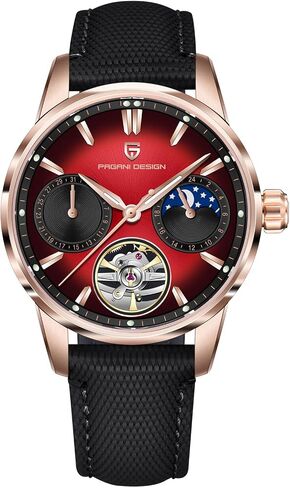 Pagani Design Automatic Watch, Moon Phase, 41mm Dial, Sapphire Glass, PU Leather Strap, Model PD-YS021 in Saudi Arabia