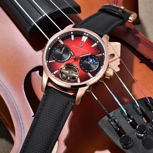 Pagani Design Automatic Watch, Moon Phase, 41mm Dial, Sapphire Glass, PU Leather Strap, Model PD-YS021 in Saudi Arabia