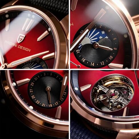 Pagani Design Automatic Watch, Moon Phase, 41mm Dial, Sapphire Glass, PU Leather Strap, Model PD-YS021 in Saudi Arabia