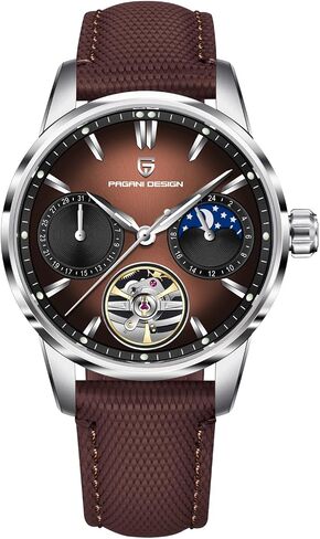 Pagani Design Automatic Watch, Moon Phase, 41mm Dial, Sapphire Glass, PU Leather Strap, Model PD-YS021 in Saudi Arabia