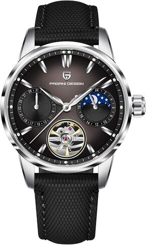 Pagani Design Automatic Watch, Moon Phase, 41mm Dial, Sapphire Glass, PU Leather Strap, Model PD-YS021 in Saudi Arabia