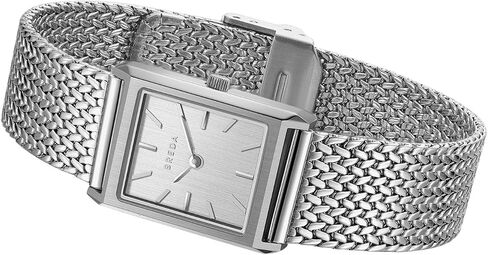 Breda 'Virgil Tethered' Silver and Metal Mesh Watch, 20MM in Saudi Arabia