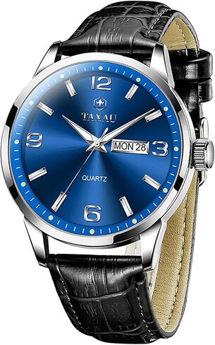 Taxau Men's Dress Watches Waterproof Analog Leather Watch with Day Date Large Arabic Numerals Casual Classic Fashion Wrist Watch Brown/Black Band Easy Read Relojes para Hombres in Saudi Arabia