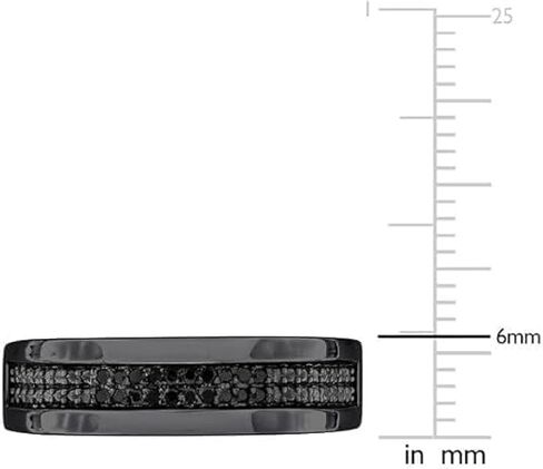 Luxury Jewelers 1.10 CT Black Diamond Double Row Men's Ring, 14K Black Gold Finish, 925 Sterling Silver in Kuwait