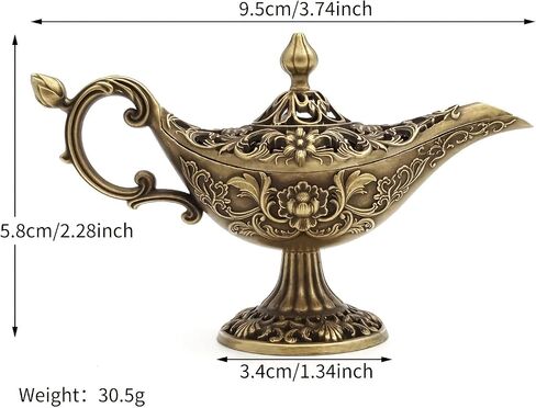 Aladdin's Magic Lamp Incense Burner, Carved Arabian Style Wishing Lamp Decor, Vintage Metal Incense Holder for Home and Office in Kuwait
