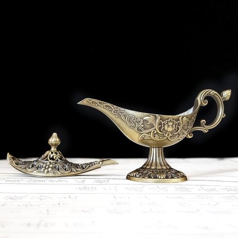 Aladdin's Magic Lamp Incense Burner, Carved Arabian Style Wishing Lamp Decor, Vintage Metal Incense Holder for Home and Office in Kuwait