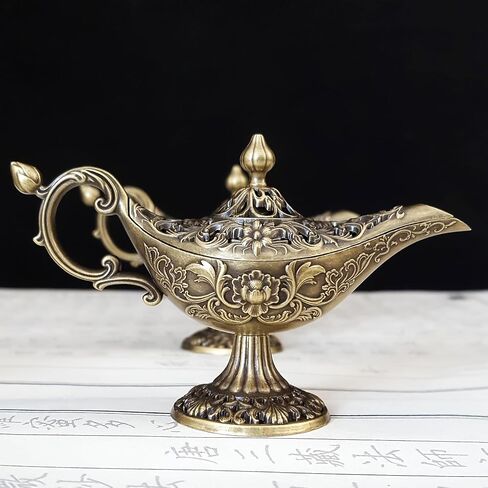 Aladdin's Magic Lamp Incense Burner, Carved Arabian Style Wishing Lamp Decor, Vintage Metal Incense Holder for Home and Office in Kuwait