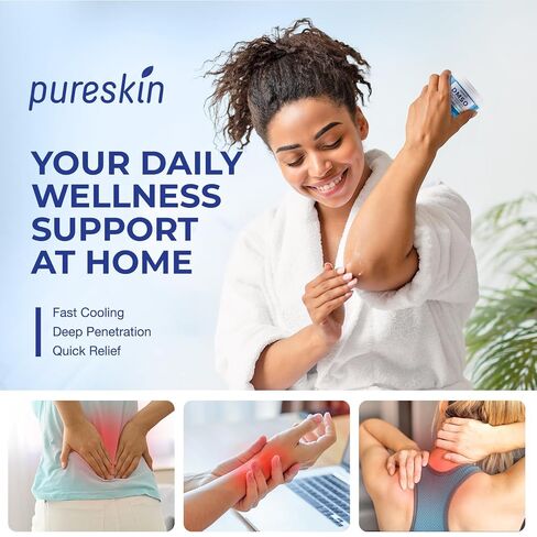 PURESKIN DMSO Cream: Pharmaceutical Grade DMSO Cream for Skin, Joints & Muscles - Daily Cooling and Comforting - Fast-Absorbing Formula with Arnica, Menthol, MSM & Magnesium, Non-Greasy, 4 oz in Kuwait