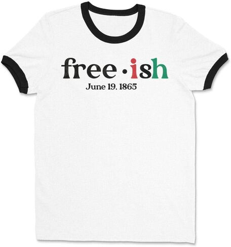 TeesAndTankYou Free-ish Juneteenth Ringer Tee Shirt Unisex in Kuwait