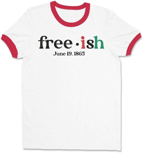 TeesAndTankYou Free-ish Juneteenth Ringer Tee Shirt Unisex in Kuwait