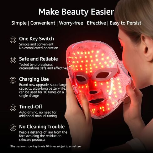 LED Face Mask for Wrinkles, Red Light Therapy for Face, Cordless NIR Red Light Therapy Mask with 7 Light Modes, 426 LEDs Rechargeable for Glowing Skin at Home in Saudi Arabia
