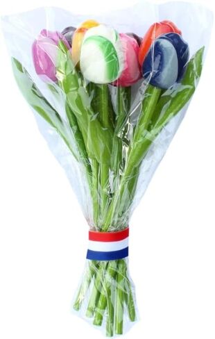 Wooden Tulips from Holland; Mixed Bouquet of 9; Small 7.8 Inch Stems for Vase Decorations Wood Tulips Table Centerpieces for Mother's Day Easter Gifts Crafts Decorations Home Tabletop, Multicolor in Kuwait