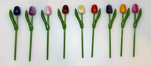 Wooden Tulips from Holland; Mixed Bouquet of 9; Small 7.8 Inch Stems for Vase Decorations Wood Tulips Table Centerpieces for Mother's Day Easter Gifts Crafts Decorations Home Tabletop, Multicolor in Kuwait