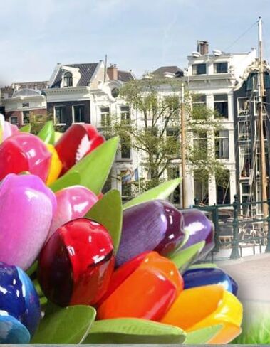 Wooden Tulips from Holland; Mixed Bouquet of 9; Small 7.8 Inch Stems for Vase Decorations Wood Tulips Table Centerpieces for Mother's Day Easter Gifts Crafts Decorations Home Tabletop, Multicolor in Kuwait