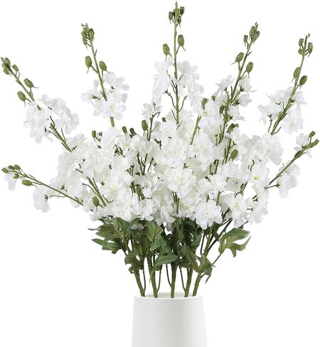 5 PCS Champagne Delphinium Artificial Flowers, 38.5" Long Stem Flowers for Tall Vase Faux Larkspur Champagne Silk Snapdragon Flowers for Wedding Centerpieces Home Party Decor in Saudi Arabia