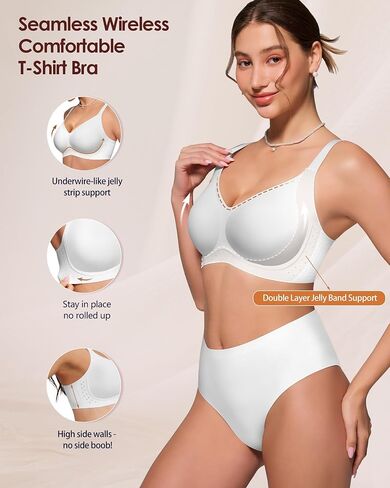 As Fairy Bras for Women Wireless Jelly No Underwire Full Coverage Seamless Supportive Comfortable Bralettes with Airhole(Pure White 32B) in Saudi Arabia