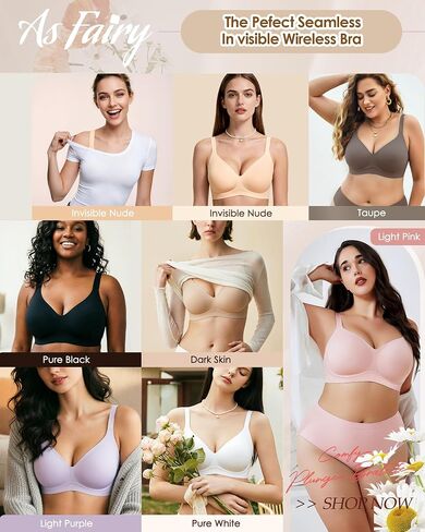 As Fairy Bras for Women Wireless Jelly No Underwire Full Coverage Seamless Supportive Comfortable Bralettes with Airhole(Pure White 32B) in Saudi Arabia
