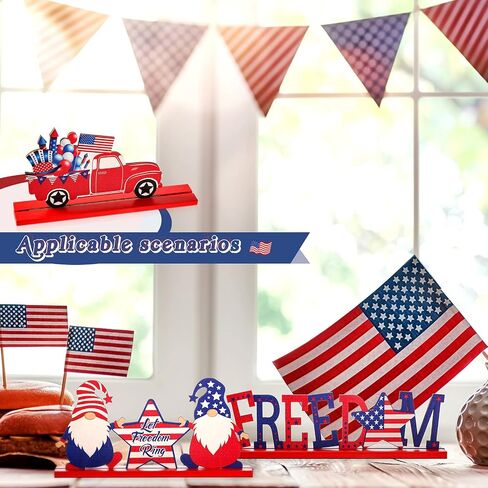 Jetec 3 قطع ديكورات الرابع من يوليو، ديكورات وطنية حمراء وبيضاء وزرقاء، يوم الذكرى 250 للذكرى السنوية الخشبية لشاحنة جنوم الحرية، ديكور نجمة لديكور المنزل للمحاربين القدامى في يوم الاستقلال in Kuwait