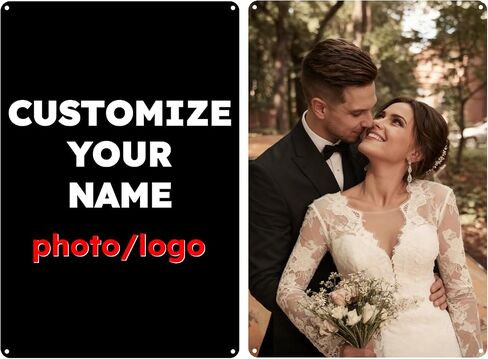 Custom Metal Tin Sign with Your Own Photo, Text, Logo, Rustproof Personalized Wall Art for Home, Office, Wedding, Christmas, Birthdays, 8x12 Inch in Saudi Arabia