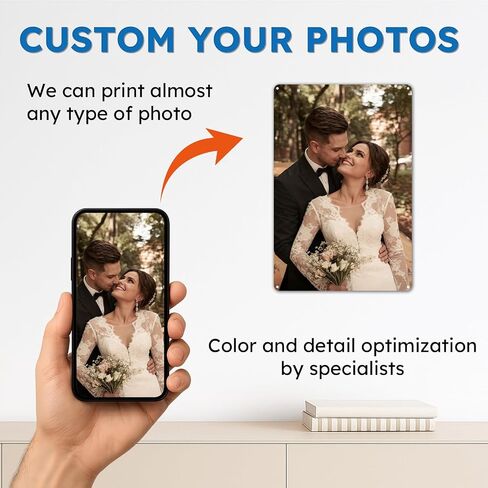 Custom Metal Tin Sign with Your Own Photo, Text, Logo, Rustproof Personalized Wall Art for Home, Office, Wedding, Christmas, Birthdays, 8x12 Inch in Saudi Arabia