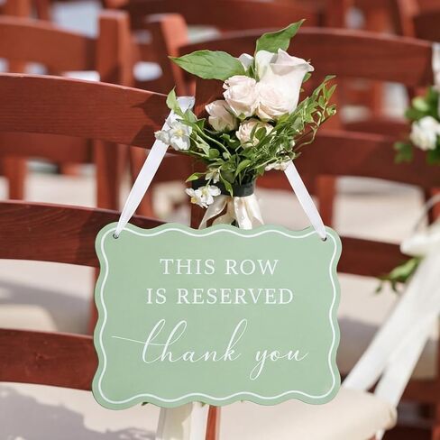 Novabright 2 Pack Wooden Reserved Signs for Wedding Chair 8.5 x 11 Inch This Row Is Reserved Hanging Sign Double-sided Printing for Wedding Reception Party Restaurant Church Event(Cloud,Sage Green) in Saudi Arabia