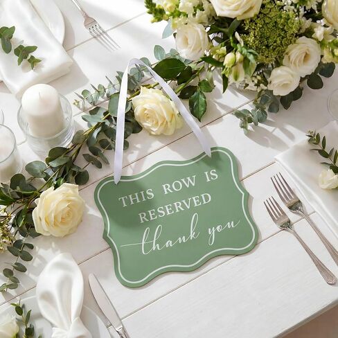 Novabright 2 Pack Wooden Reserved Signs for Wedding Chair 8.5 x 11 Inch This Row Is Reserved Hanging Sign Double-sided Printing for Wedding Reception Party Restaurant Church Event(Cloud,Sage Green) in Saudi Arabia