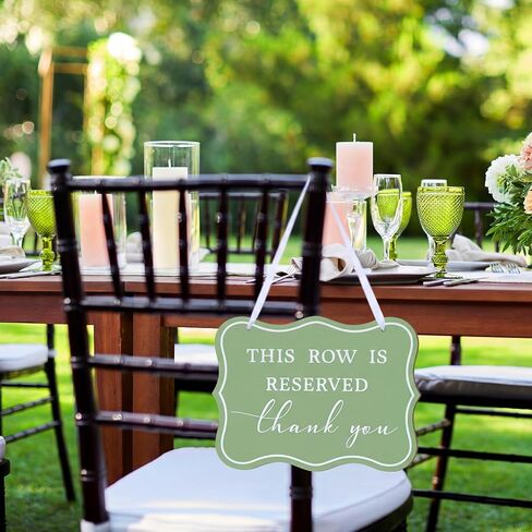 Novabright 2 Pack Wooden Reserved Signs for Wedding Chair 8.5 x 11 Inch This Row Is Reserved Hanging Sign Double-sided Printing for Wedding Reception Party Restaurant Church Event(Cloud,Sage Green) in Saudi Arabia