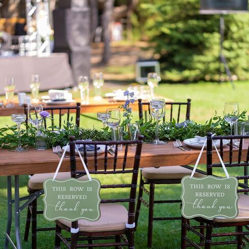 Novabright 2 Pack Wooden Reserved Signs for Wedding Chair 8.5 x 11 Inch This Row Is Reserved Hanging Sign Double-sided Printing for Wedding Reception Party Restaurant Church Event(Cloud,Sage Green) in Saudi Arabia
