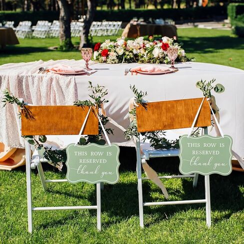 Novabright 2 Pack Wooden Reserved Signs for Wedding Chair 8.5 x 11 Inch This Row Is Reserved Hanging Sign Double-sided Printing for Wedding Reception Party Restaurant Church Event(Cloud,Sage Green) in Saudi Arabia
