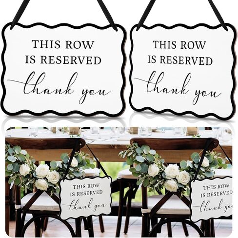 Novabright 2 Pack Wooden Reserved Signs for Wedding Chair 8.5 x 11 Inch This Row Is Reserved Hanging Sign Double-sided Printing for Wedding Reception Party Restaurant Church Event(Cloud,Sage Green) in Saudi Arabia