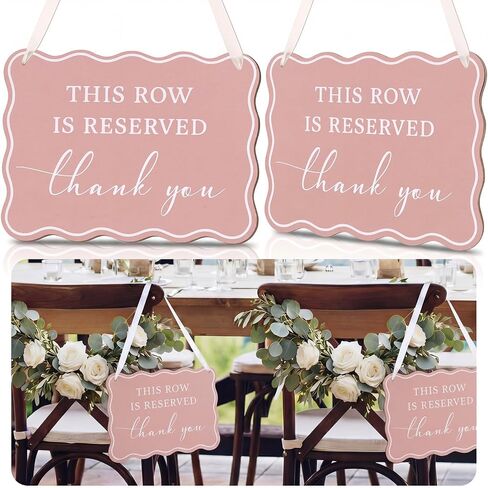 Novabright 2 Pack Wooden Reserved Signs for Wedding Chair 8.5 x 11 Inch This Row Is Reserved Hanging Sign Double-sided Printing for Wedding Reception Party Restaurant Church Event(Cloud,Sage Green) in Saudi Arabia