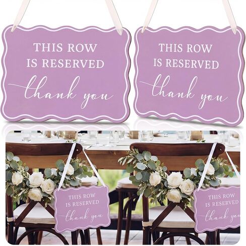 Novabright 2 Pack Wooden Reserved Signs for Wedding Chair 8.5 x 11 Inch This Row Is Reserved Hanging Sign Double-sided Printing for Wedding Reception Party Restaurant Church Event(Cloud,Sage Green) in Saudi Arabia