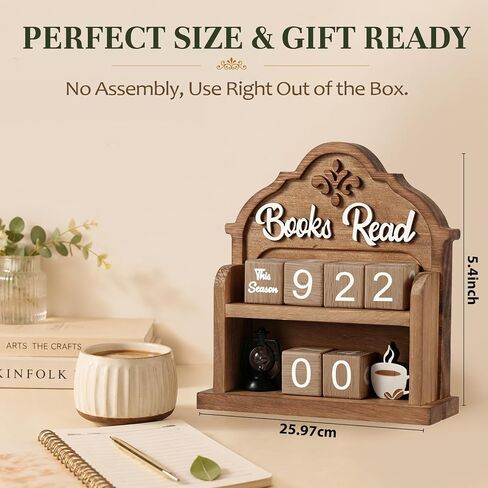 Wnsamoddy Books Read This Year Counter, Aesthetic Bookshelf Decor & Bookish Library Decor, Wood Reading Challenge Tracker - Thoughtful Book Lover Gift, Book Club Gifts for Avid Readers & Bookworms in Saudi Arabia