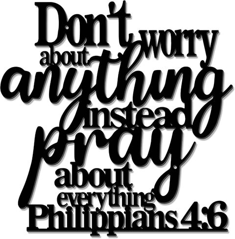 Zzbakress Philippians4:6 Christian Wall Decor, Bible Verse Art Home Decoration, Black Metal Wall Art,Simple Christian Bible House Decor for Living Room,Bedroom,Dining Room (Relax) in Kuwait