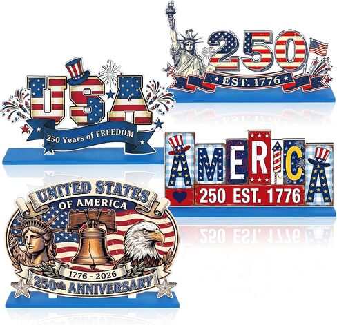 4th of July Decorations - Summer Decorations for Home Double-Sided Different Theme Wooden Tabletop Decor for Patriotic Independence Day Memorial Day Home Party Desk Sign in Saudi Arabia
