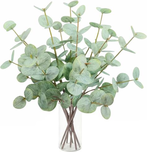 CHIF HAUTH 16" Artificial Eucalyptus Stems with Glass Vase for Table Centerpiece in Saudi Arabia