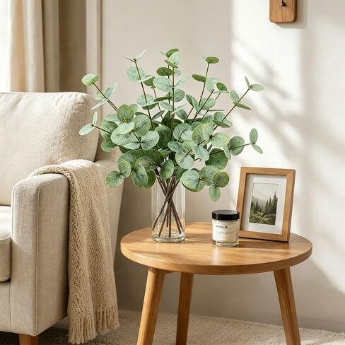 CHIF HAUTH 16" Artificial Eucalyptus Stems with Glass Vase for Table Centerpiece in Saudi Arabia