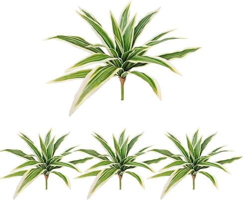 4 عبوات من نباتات Dracaena الاصطناعية، سيقان خضراء مزيفة كبيرة مقاس 17.7 بوصة، فروع Dracaena واقعية ونباتات الصبار لديكور مكتب الحديقة في الأماكن المغلقة والمفتوحة in Kuwait