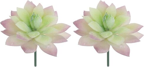 uxcell 2 Pcs Artificial Succulent Plants, Small Realistic Fake Plants Colorful Faux Artificial Flocking Lotus Flowers for Home Office Garden Flower Hotel Decoration, Green in Kuwait