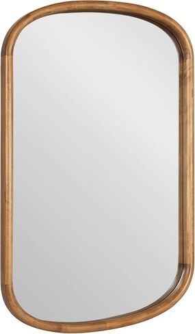 Kate and Laurel Talma Modern Arched Oval Wall Mirror, 24 x 36, Rustic Brown, Transitional Capsule Wall Accent with Solid Poplar Wood Frame for Use as Bathroom Mirror for Over Sink in Kuwait