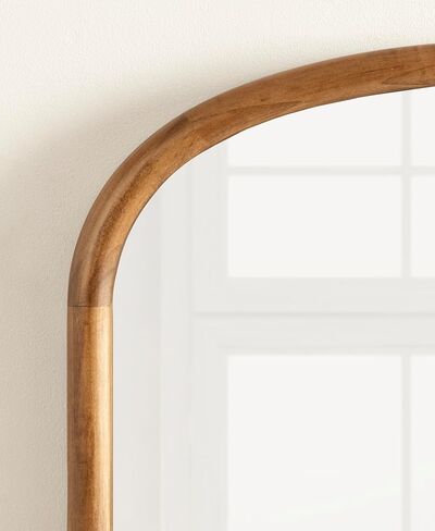 Kate and Laurel Talma Modern Arched Oval Wall Mirror, 24 x 36, Rustic Brown, Transitional Capsule Wall Accent with Solid Poplar Wood Frame for Use as Bathroom Mirror for Over Sink in Kuwait