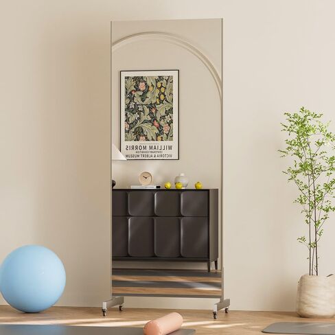 brisafe 67"x28" Ultra-Light Mobile Floor Mirror with 360° Wheels, 0.04mm Shatterproof Nano Film for Home Gym/Yoga/Dance Studio & Commercial Use | 60% Insurance Savings | Silver in Saudi Arabia